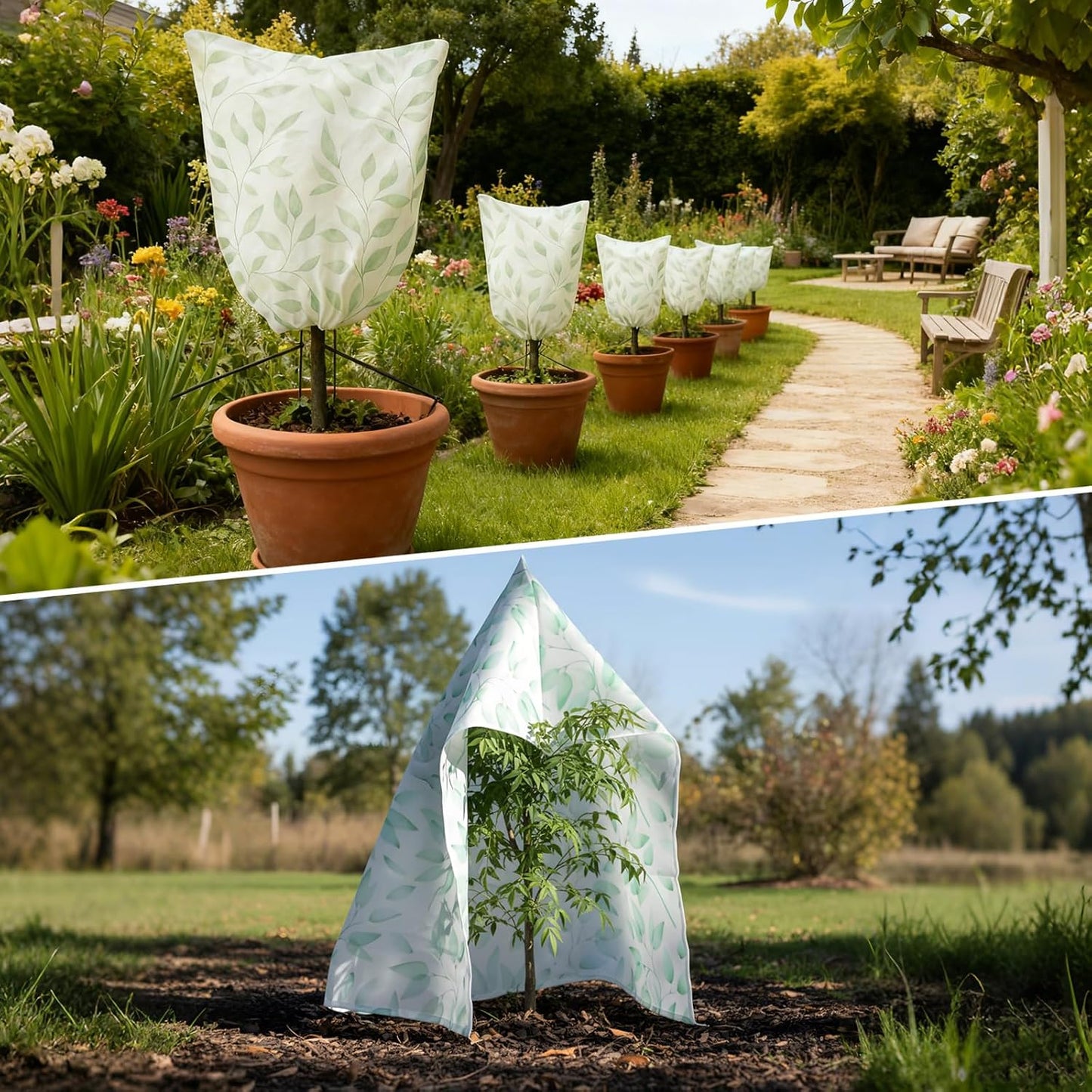 4 Pack Plant Covers Frost Protection with Zipper,31" X 40"