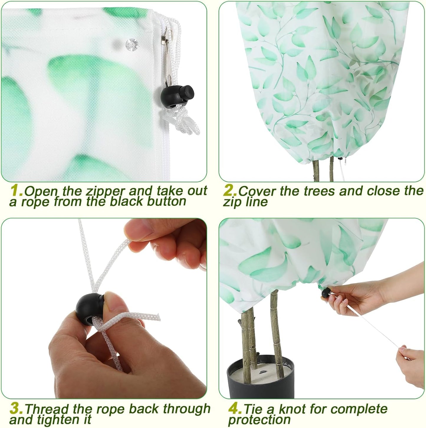 4 Pack Plant Covers Frost Protection with Zipper,31" X 40"