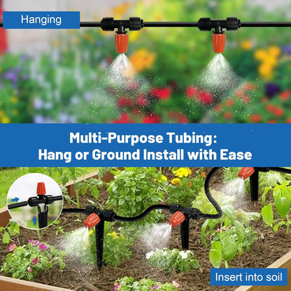 Misting Drip Irrigation System for Garden Watering,Raised Bed 120FT
