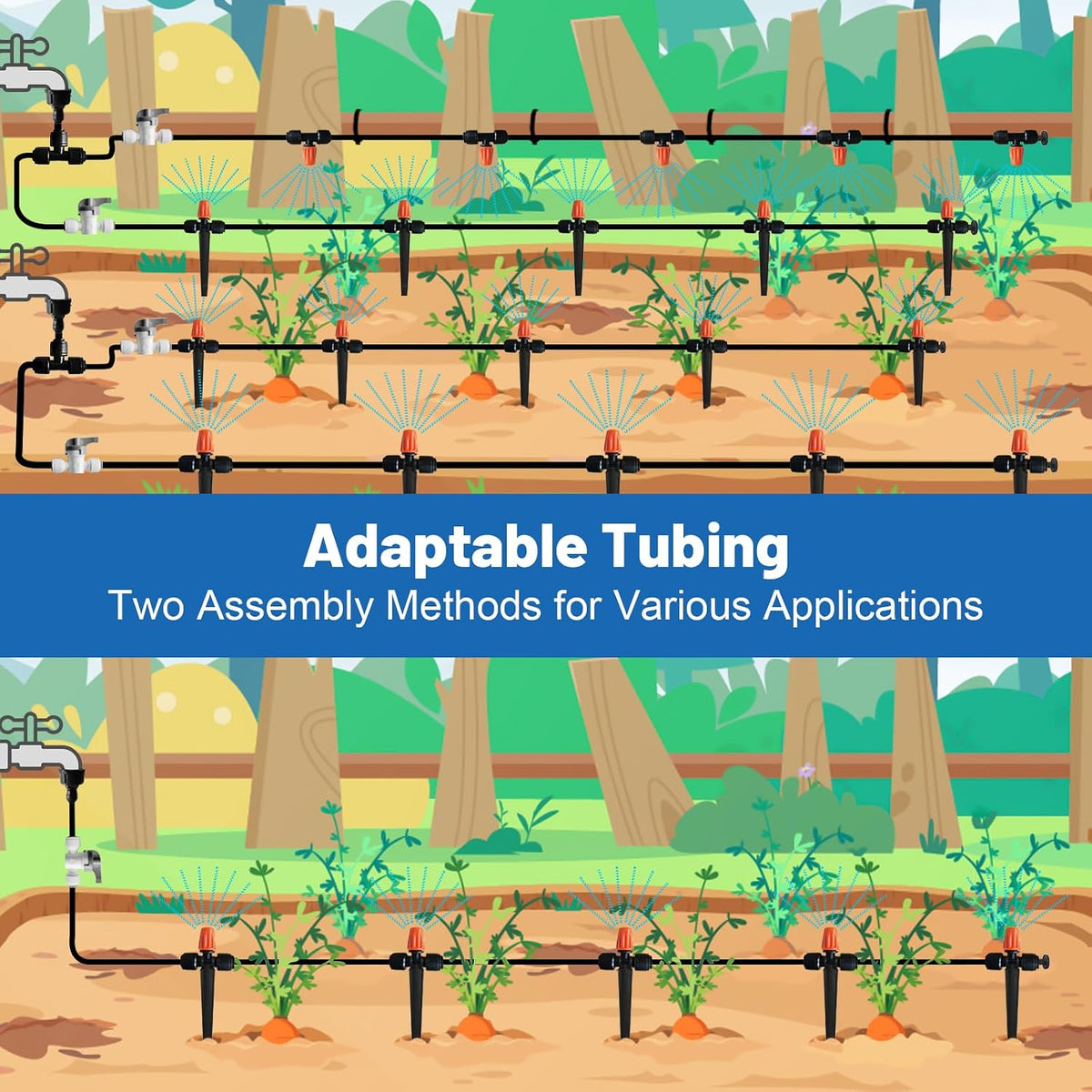 Misting Drip Irrigation System for Garden Watering,Raised Bed 120FT