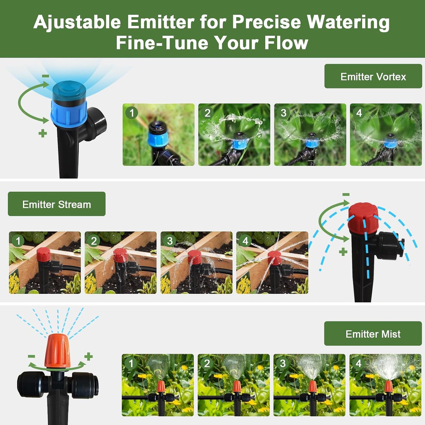 Misting Drip Irrigation System for Garden Watering,Raised Bed 120FT