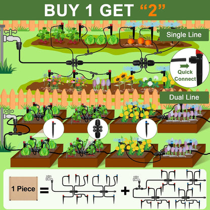 Misting Drip Irrigation System for Garden Watering,Raised Bed 120FT