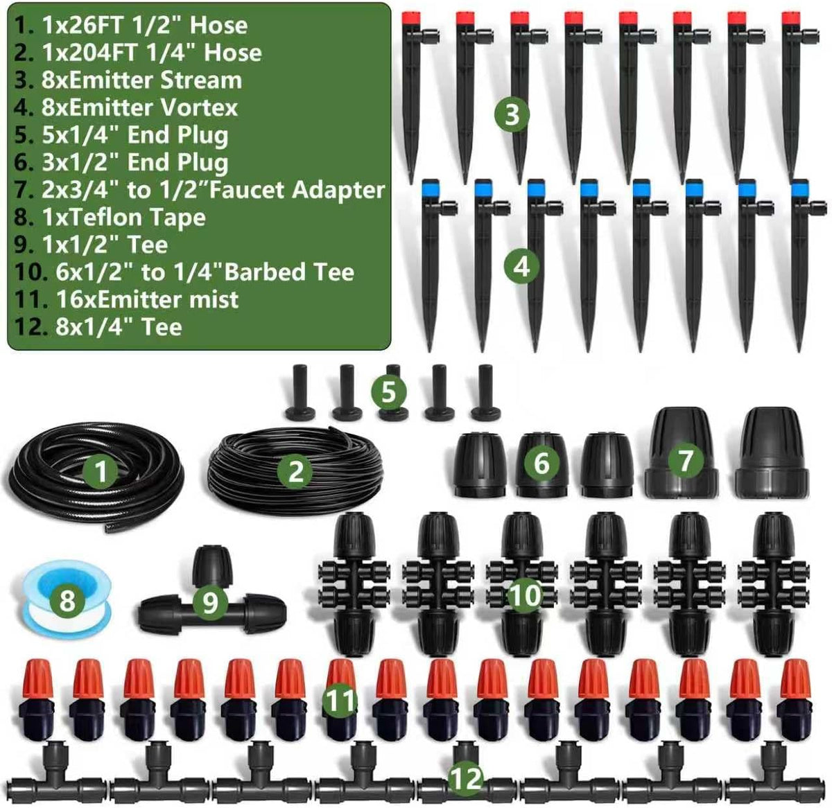 Misting Drip Irrigation System for Garden Watering,Raised Bed 120FT