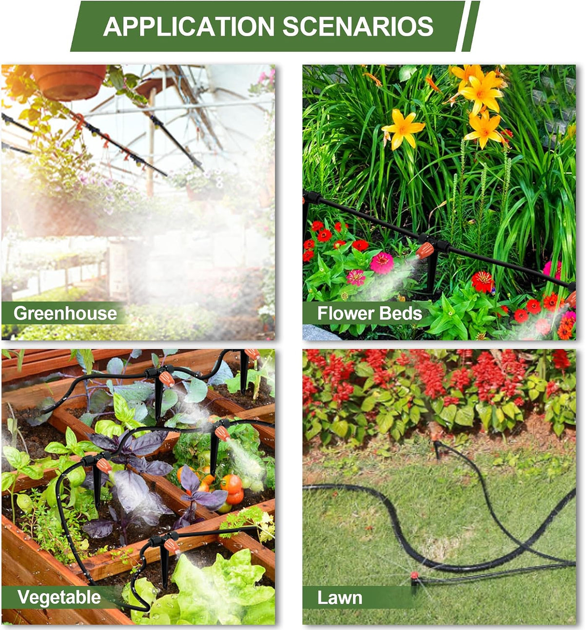 Misting Drip Irrigation System for Garden Watering,Raised Bed 120FT