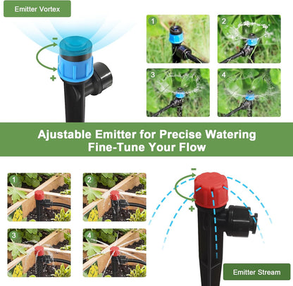 Misting Drip Irrigation System for Garden Watering,Raised Bed 120FT