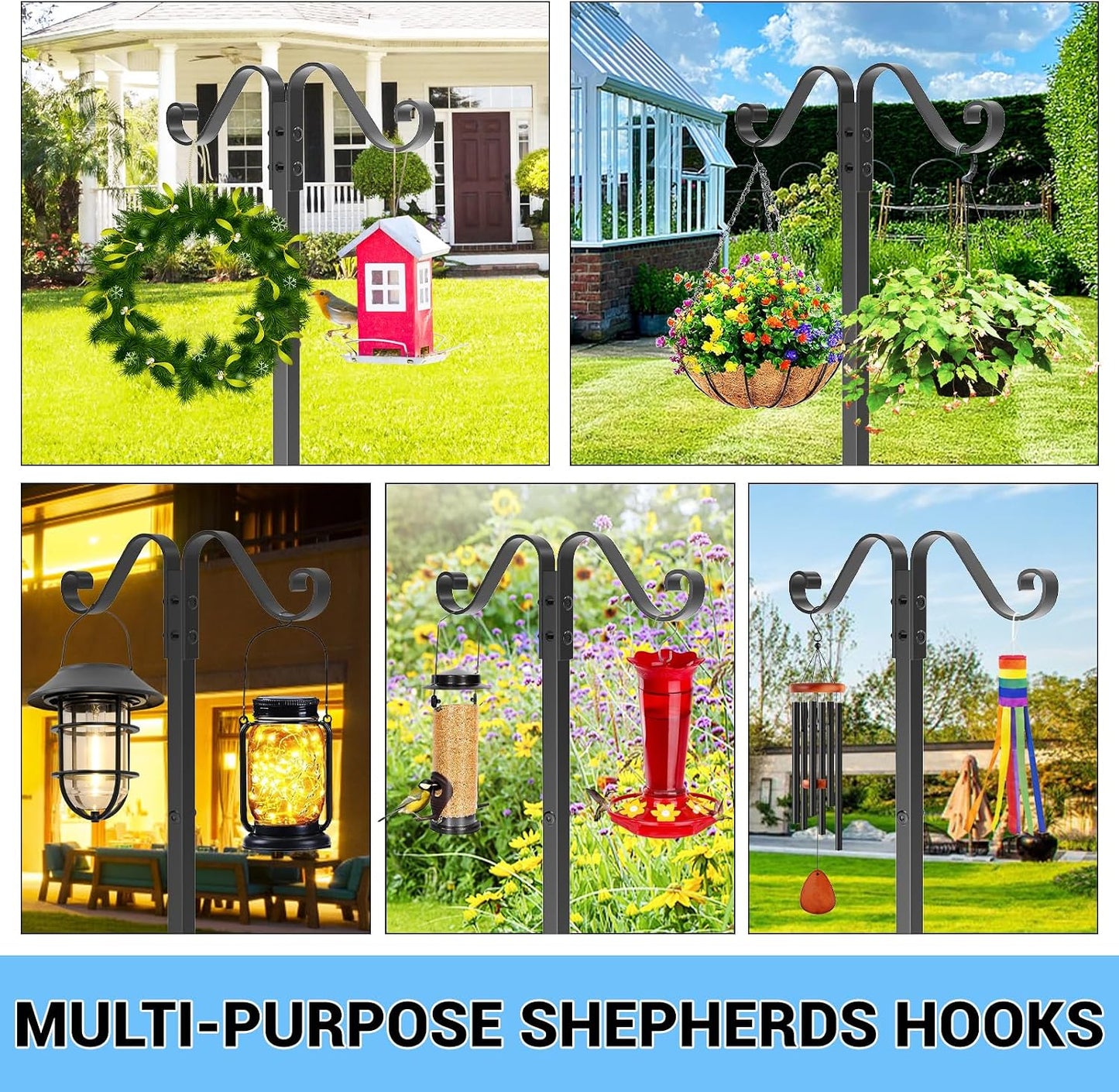 Garden Hose Holder Hanger Freestanding, Upgraded 4 Spikes Heavy Duty Storage Reel Stand with Bird Feeder Bowl, Holds 150ft Hose for Outside Garden Yard Lawn Vegetable Patch