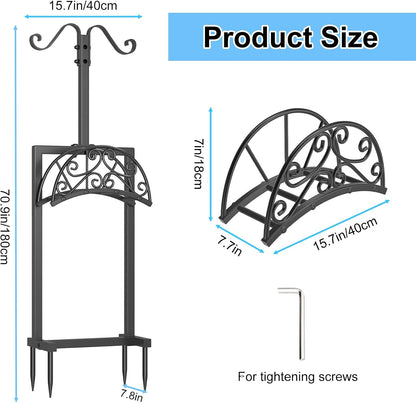 Garden Hose Holder Hanger Freestanding, Upgraded 4 Spikes Heavy Duty Storage Reel Stand with Bird Feeder Bowl, Holds 150ft Hose for Outside Garden Yard Lawn Vegetable Patch