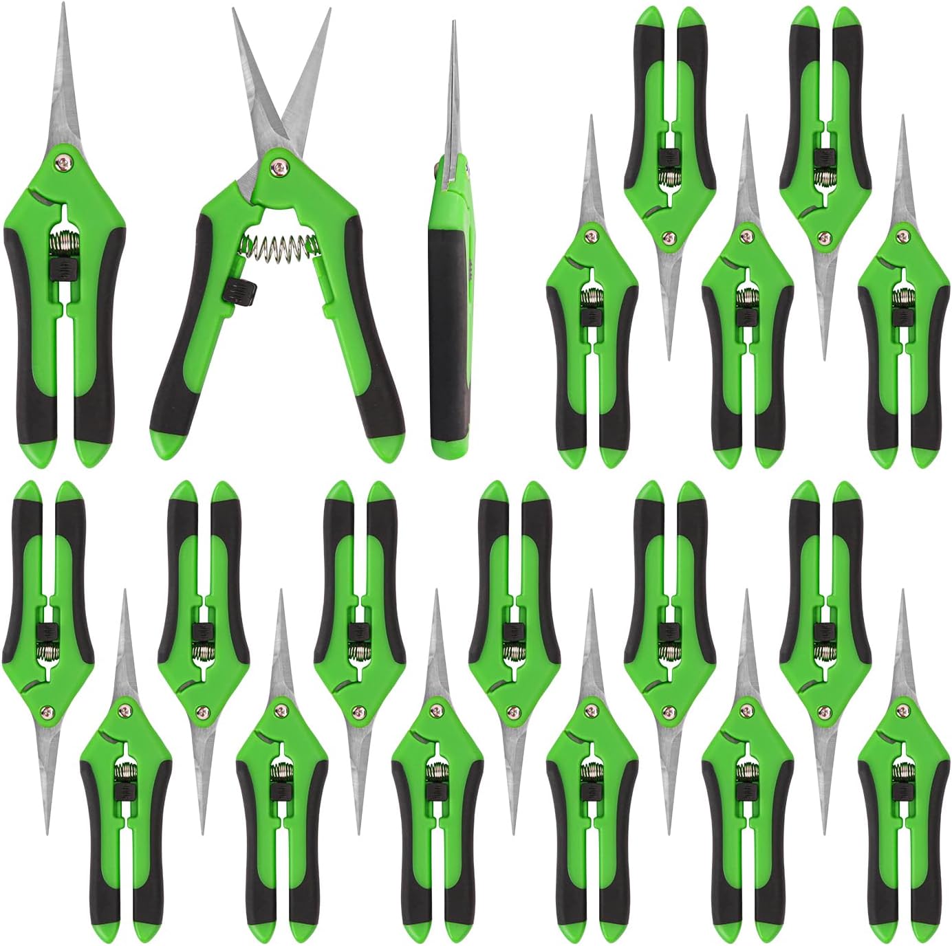 20 Pack 6.5 Inch Garden Pruning Scissors, Hand Pruner with Stainless Steel Blades, Sharp Point Gardening Shears Cutter, Gardening Pruning Shear, Supplies & Accessories(Green)