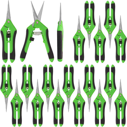 20 Pack 6.5 Inch Garden Pruning Scissors, Hand Pruner with Stainless Steel Blades, Sharp Point Gardening Shears Cutter, Gardening Pruning Shear, Supplies & Accessories(Green)