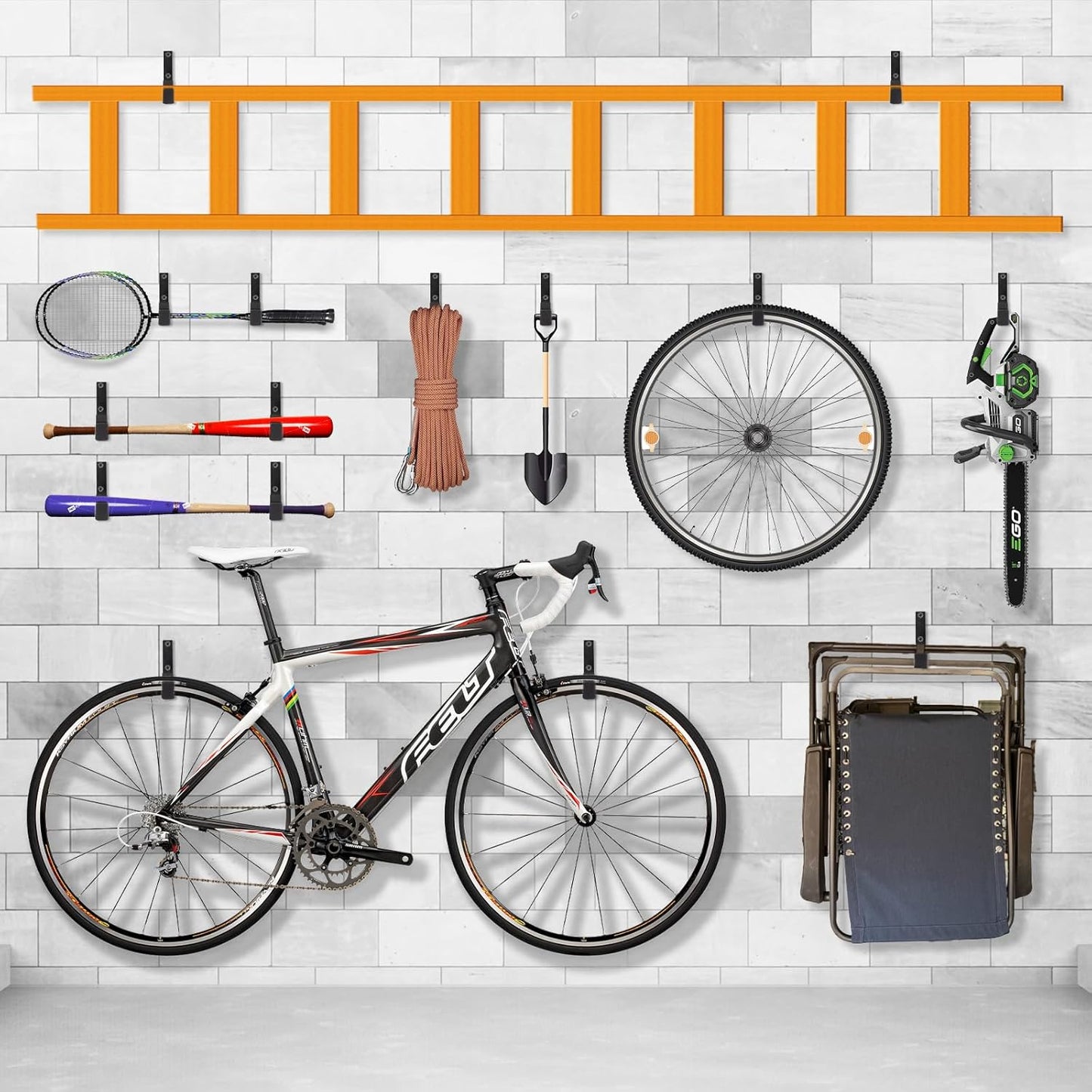 Heavy Duty Wall Mount Hooks, Utility Hooks, Tool Organizer - Steel Garden/Garage Hose Hanger U Hooks (2, Small)
