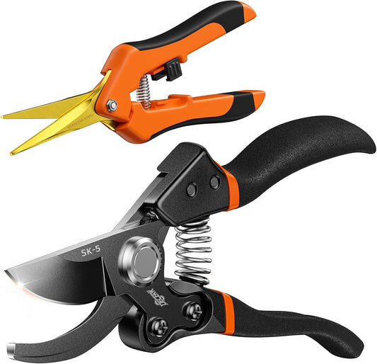 DECERK® Bypass Pruning Shears & Garden Snips for Cutting Stems & Branches