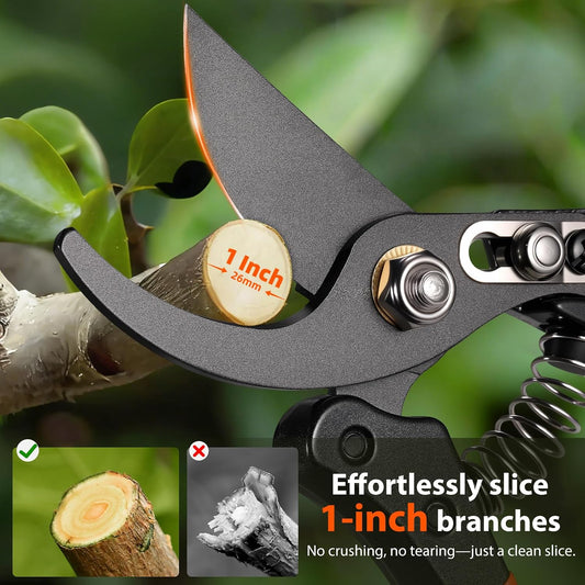DECERK® Bypass Pruning Shears & Garden Snips for Cutting Stems & Branches