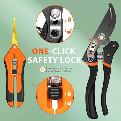 DECERK® Bypass Pruning Shears & Garden Snips for Cutting Stems & Branches