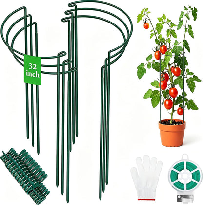 6 Pack Peony Cage, 32" x 13" Half Round Metal Plant Support Stakes