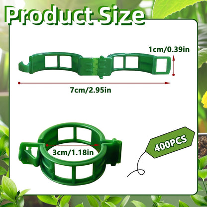 Pynqdfu 400 Pcs Plastic Trellis Plant Support Clips,Vine Vegetable Fixing Clips,Grape Tomato Plant Support,Garden Vine Clips for Healthier Vegetable Growth (Green)