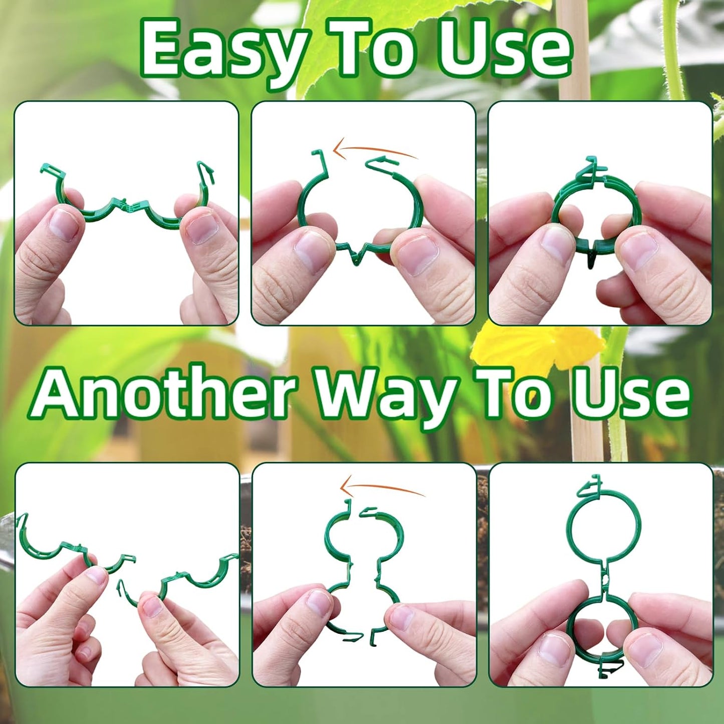Pynqdfu 400 Pcs Plastic Trellis Plant Support Clips,Vine Vegetable Fixing Clips,Grape Tomato Plant Support,Garden Vine Clips for Healthier Vegetable Growth (Green)
