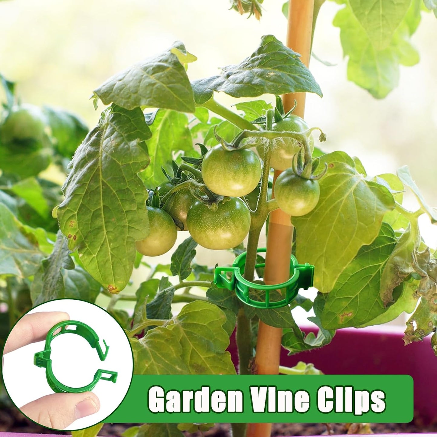 Pynqdfu 400 Pcs Plastic Trellis Plant Support Clips,Vine Vegetable Fixing Clips,Grape Tomato Plant Support,Garden Vine Clips for Healthier Vegetable Growth (Green)