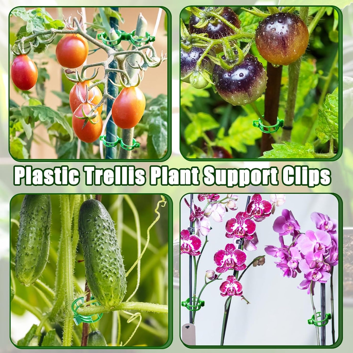 Pynqdfu 400 Pcs Plastic Trellis Plant Support Clips,Vine Vegetable Fixing Clips,Grape Tomato Plant Support,Garden Vine Clips for Healthier Vegetable Growth (Green)