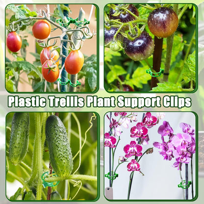 Pynqdfu 400 Pcs Plastic Trellis Plant Support Clips,Vine Vegetable Fixing Clips,Grape Tomato Plant Support,Garden Vine Clips for Healthier Vegetable Growth (Green)