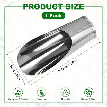 1-Pack Bonsai Soil Scoops, 2.8inch/7.2cm Stainless Steel Garden Soil Scoops Bucket Shovel Potting Scoopers for Transplanting/Flower Planting, Small Gardening Tools [Silver Tone]