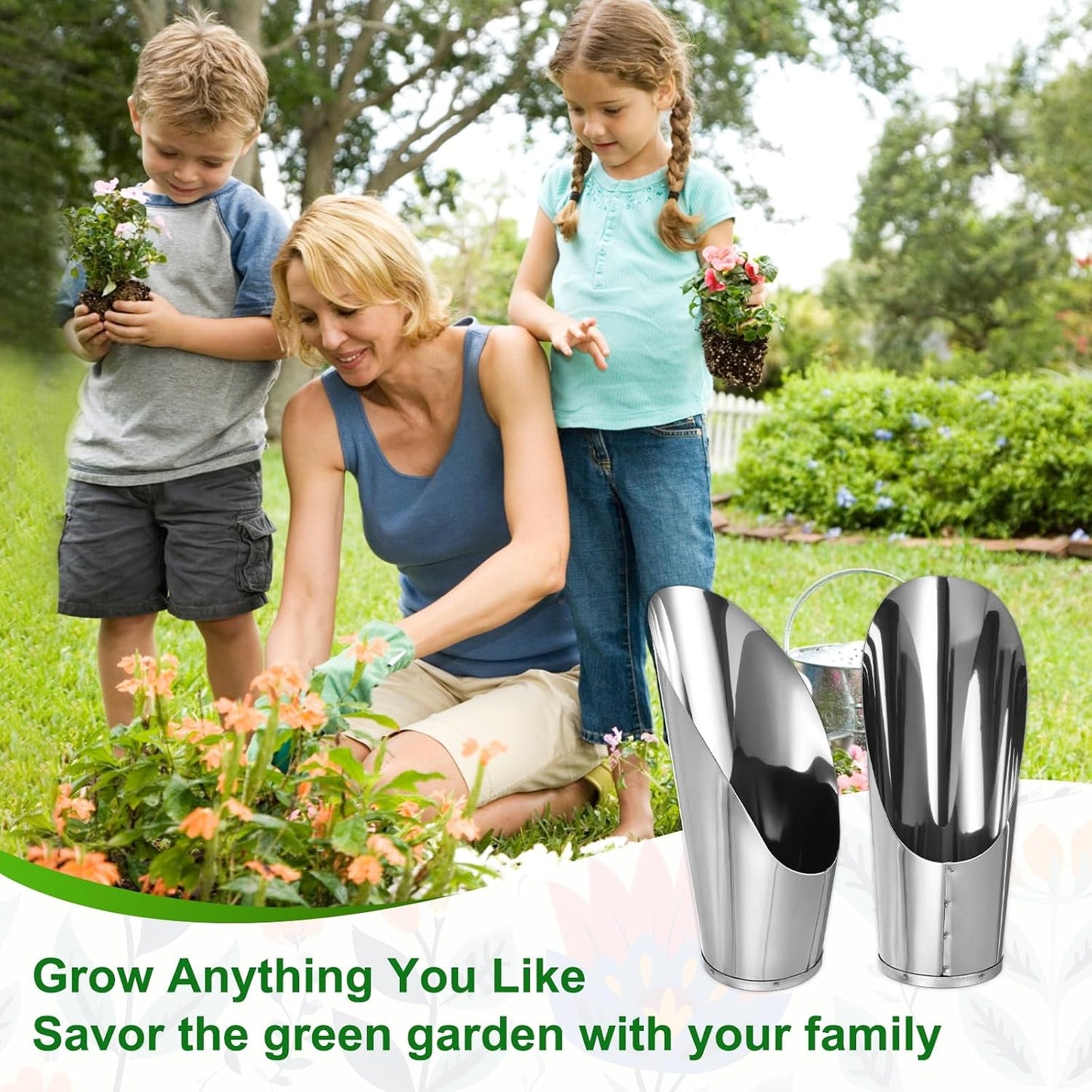 1-Pack Bonsai Soil Scoops, 2.8inch/7.2cm Stainless Steel Garden Soil Scoops Bucket Shovel Potting Scoopers for Transplanting/Flower Planting, Small Gardening Tools [Silver Tone]