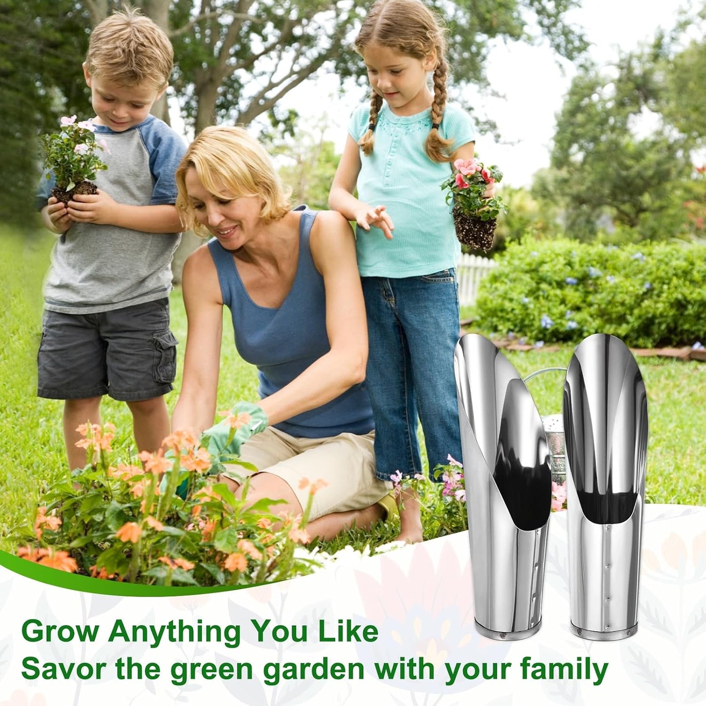 1-Pack Bonsai Soil Scoops, 2.8inch/7.2cm Stainless Steel Garden Soil Scoops Bucket Shovel Potting Scoopers for Transplanting/Flower Planting, Small Gardening Tools [Silver Tone]