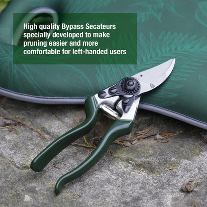 Razorsharp Left-Handed Bypass Pruners, Precision Gardening Shears with Carbon Steel Blades for Clean, Effortless Cuts