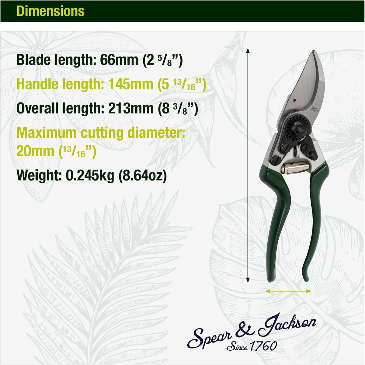 Razorsharp Left-Handed Bypass Pruners, Precision Gardening Shears with Carbon Steel Blades for Clean, Effortless Cuts
