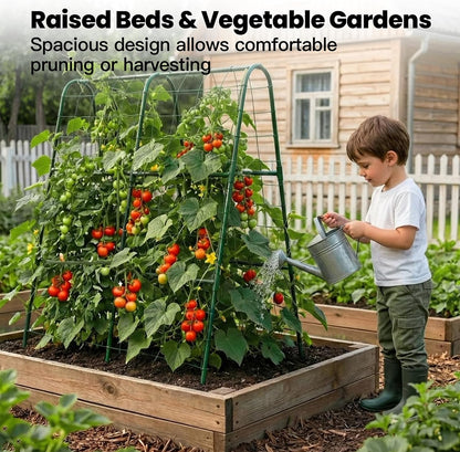 Cucumber Trellis for Raised Bed, Garden Trellis for Climbing Plants Outdoor, Metal Arch Trellis U-Shape Vegetables Support for Tomotoes Grape Vines Beans Peas (Green, 31.5" L x 24" W x 48" H)