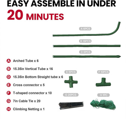 Cucumber Trellis for Raised Bed, Garden Trellis for Climbing Plants Outdoor, Metal Arch Trellis U-Shape Vegetables Support for Tomotoes Grape Vines Beans Peas (Green, 31.5" L x 24" W x 48" H)