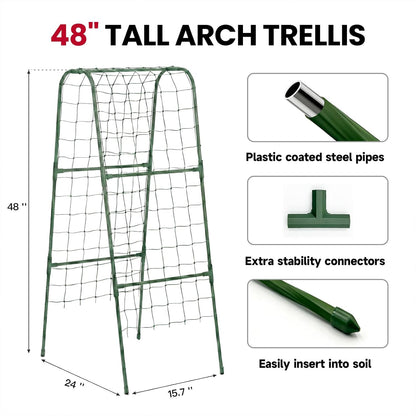 Cucumber Trellis for Raised Bed, Garden Trellis for Climbing Plants Outdoor, Metal Arch Trellis U-Shape Vegetables Support for Tomotoes Grape Vines Beans Peas (Green, 31.5" L x 24" W x 48" H)