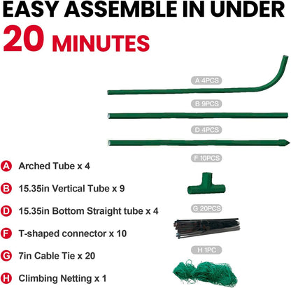Cucumber Trellis for Raised Bed, Garden Trellis for Climbing Plants Outdoor, Metal Arch Trellis U-Shape Vegetables Support for Tomotoes Grape Vines Beans Peas (Green, 31.5" L x 24" W x 48" H)