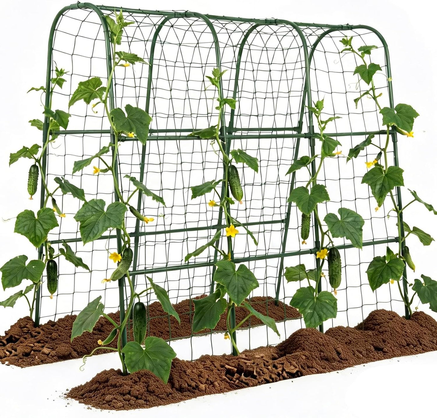 Cucumber Trellis for Raised Bed, Garden Trellis for Climbing Plants Outdoor, Metal Arch Trellis U-Shape Vegetables Support for Tomotoes Grape Vines Beans Peas (Green, 31.5" L x 24" W x 48" H)
