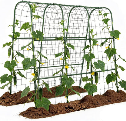 Cucumber Trellis for Raised Bed, Garden Trellis for Climbing Plants Outdoor, Metal Arch Trellis U-Shape Vegetables Support for Tomotoes Grape Vines Beans Peas (Green, 31.5" L x 24" W x 48" H)
