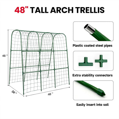 Cucumber Trellis for Raised Bed, Garden Trellis for Climbing Plants Outdoor, Metal Arch Trellis U-Shape Vegetables Support for Tomotoes Grape Vines Beans Peas (Green, 31.5" L x 24" W x 48" H)