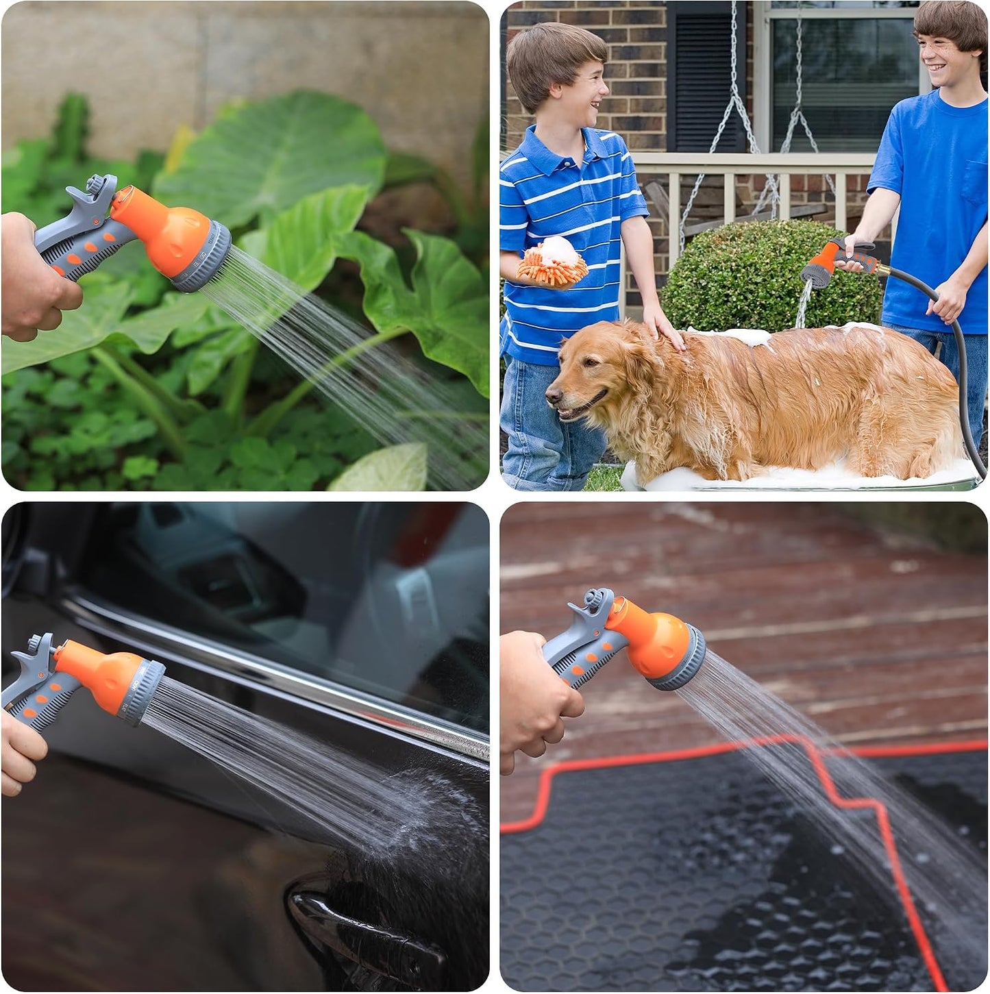 Garden Hose Reel, 1/2 in x 100 ft Wall Mounted Retractable Water Hose Reel with 9 Function Sprayer Nozzle, Any Length Lock, 180° Swivel Bracket, Automatic Rewind and Slow Return System