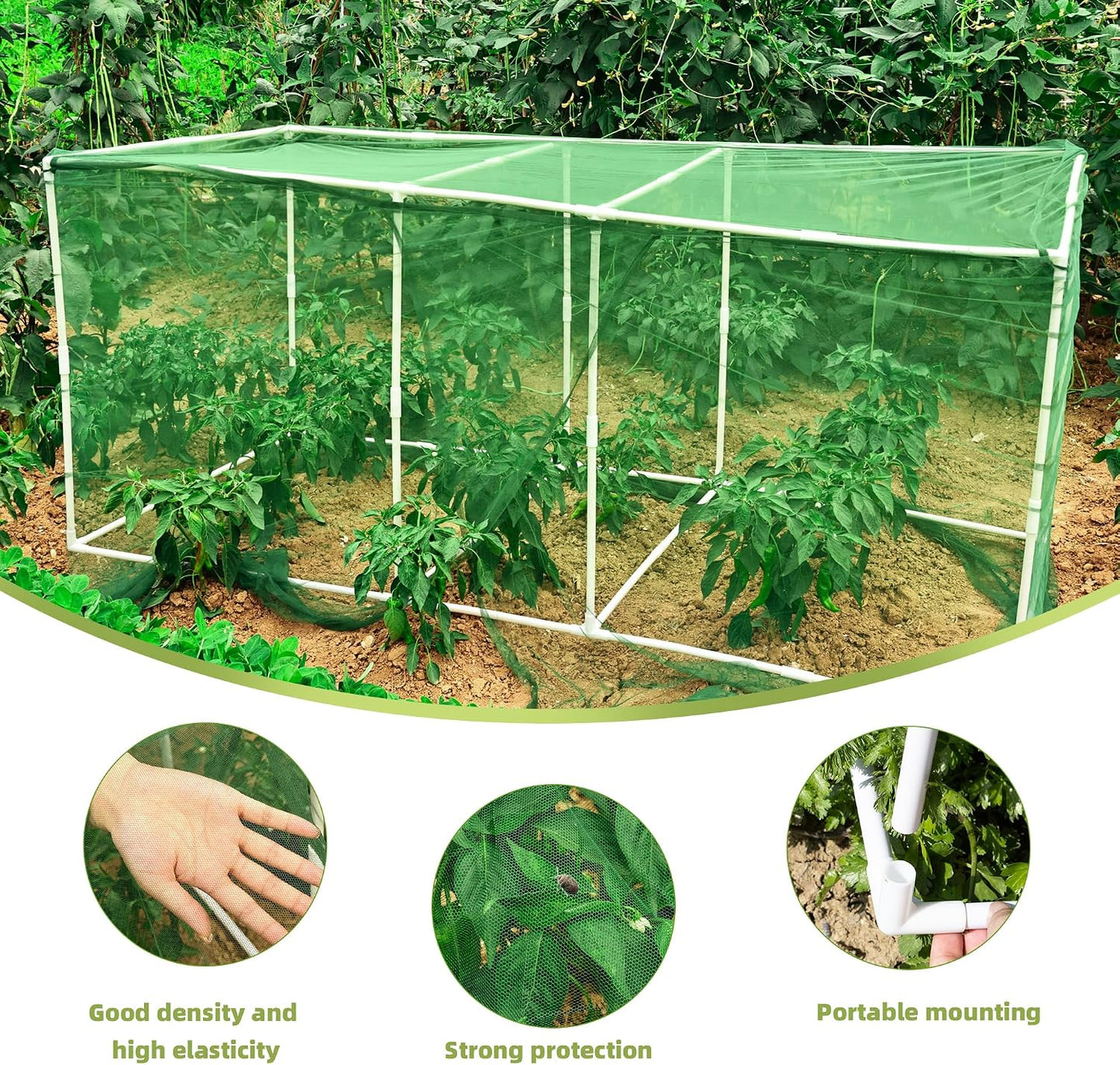 72 * 33 * 30 in Detachable Crop Cages for Garden, Plant Protection Tent with Garden Netting for Vegetables Fruits Flowers,Mesh Plant Covers for Outdoors (Green)