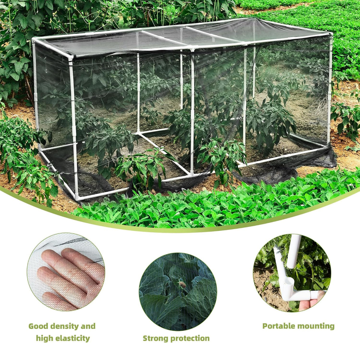 72 * 33 * 30 in Detachable Crop Cages for Garden, Plant Protection Tent with Garden Netting for Vegetables Fruits Flowers,Mesh Plant Covers for Outdoors (Green)