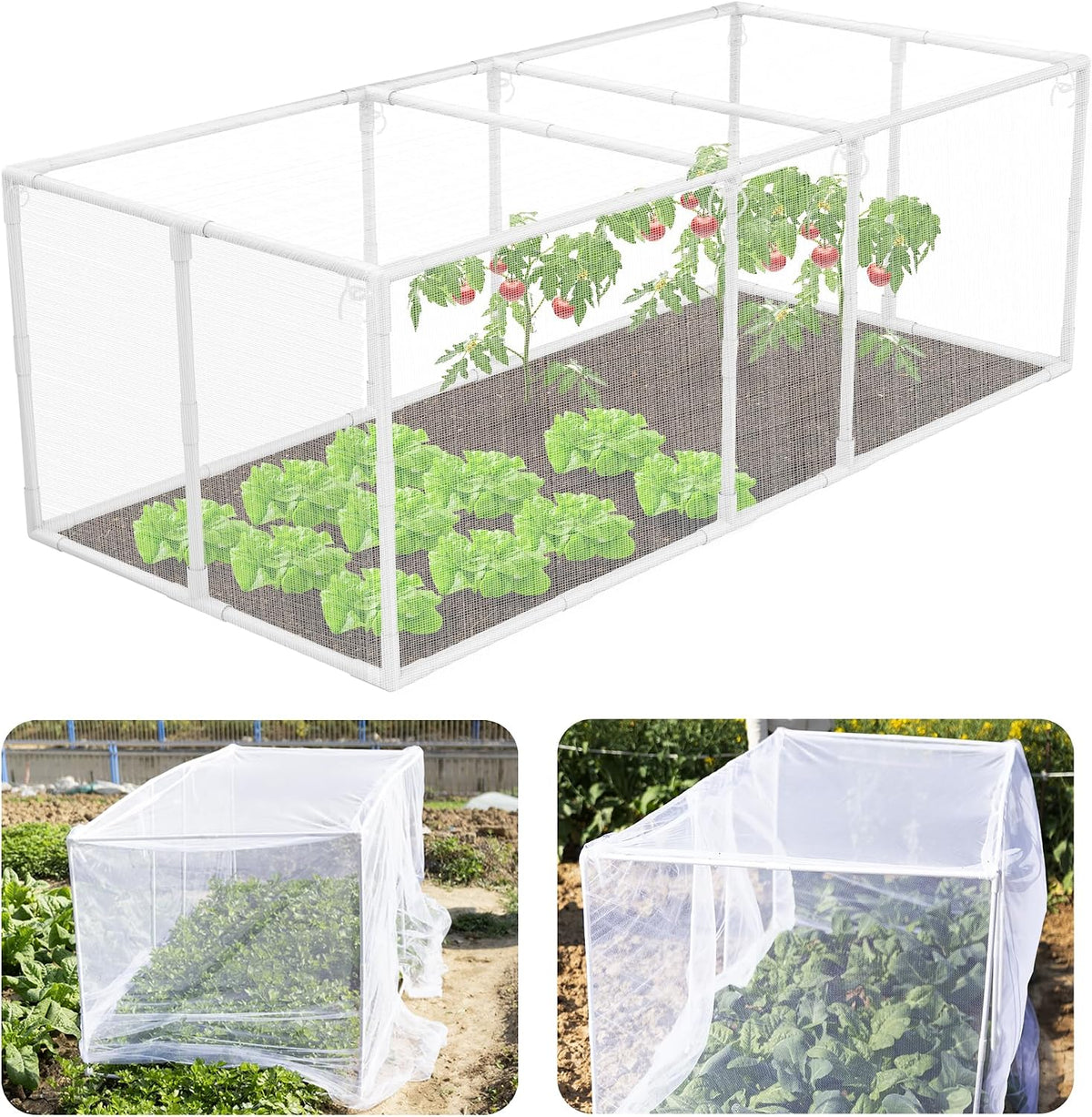 72 * 33 * 30 in Detachable Crop Cages for Garden, Plant Protection Tent with Garden Netting for Vegetables Fruits Flowers,Mesh Plant Covers for Outdoors (Green)
