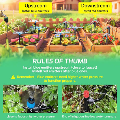 65Ft Drip Irrigation System Kit with 1/4 Inch Tubing for Garden