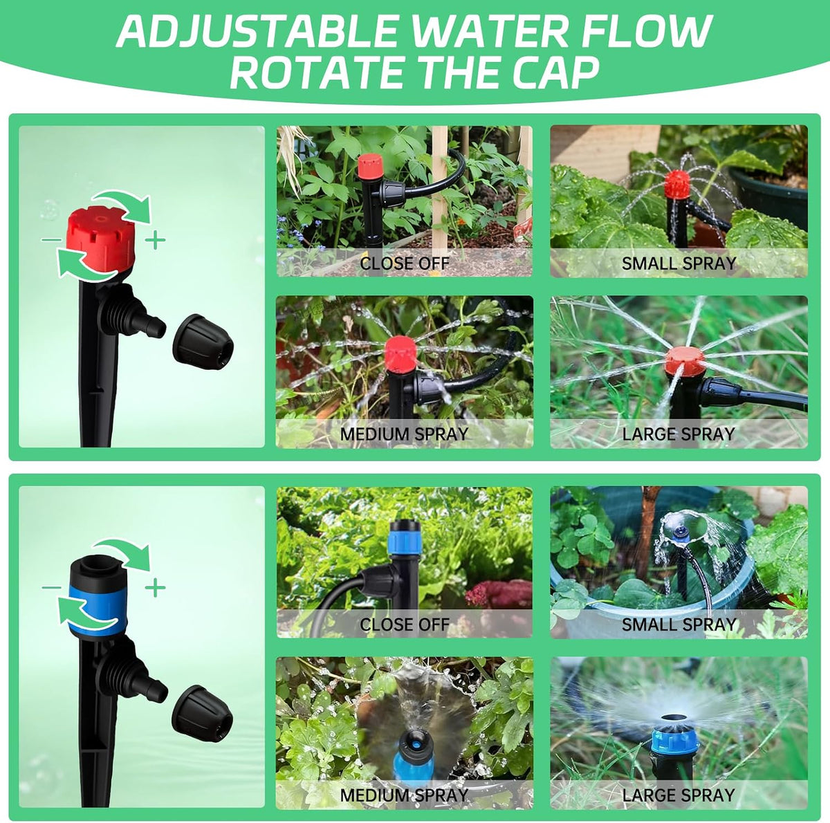 65Ft Drip Irrigation System Kit with 1/4 Inch Tubing for Garden