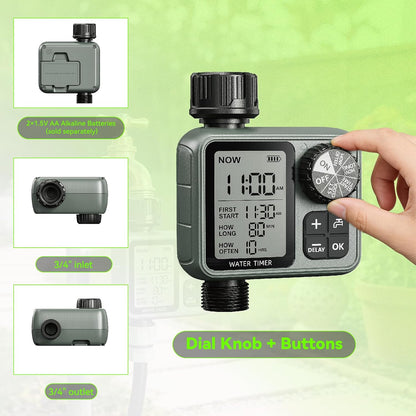 Sprinkler Timer for Garden Hose, Programmable Water Timer with Rain Delay & Manual Mode, Automatic Drip Irrigation System, Outdoor Hose Timers for Lawn Yard Watering, 1 Outlet