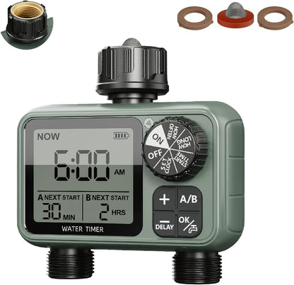 Sprinkler Timer for Garden Hose, Programmable Water Timer with Rain Delay & Manual Mode, Automatic Drip Irrigation System, Outdoor Hose Timers for Lawn Yard Watering, 1 Outlet