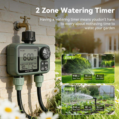 Sprinkler Timer for Garden Hose, Programmable Water Timer with Rain Delay & Manual Mode, Automatic Drip Irrigation System, Outdoor Hose Timers for Lawn Yard Watering, 1 Outlet
