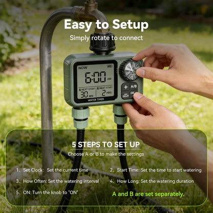 Sprinkler Timer for Garden Hose, Programmable Water Timer with Rain Delay & Manual Mode, Automatic Drip Irrigation System, Outdoor Hose Timers for Lawn Yard Watering, 1 Outlet