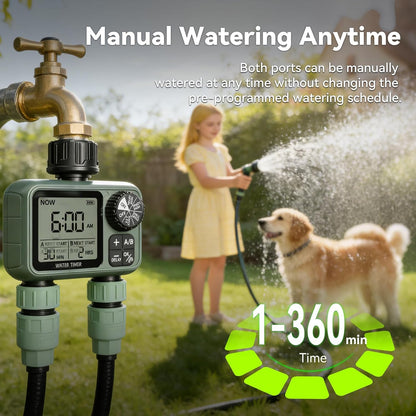 Sprinkler Timer for Garden Hose, Programmable Water Timer with Rain Delay & Manual Mode, Automatic Drip Irrigation System, Outdoor Hose Timers for Lawn Yard Watering, 1 Outlet