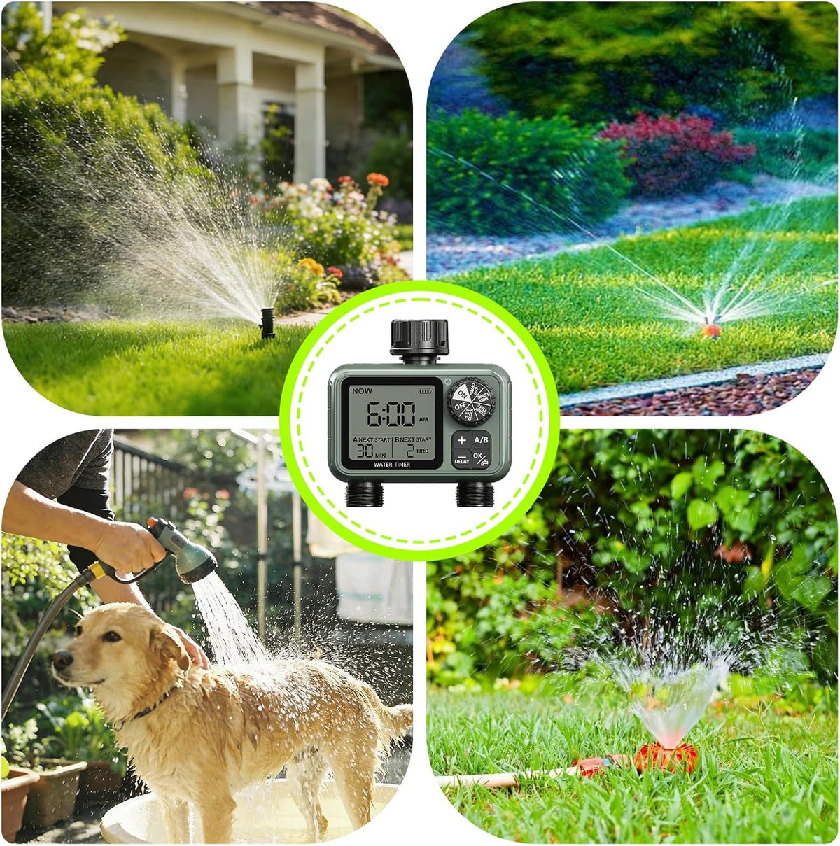 Sprinkler Timer for Garden Hose, Programmable Water Timer with Rain Delay & Manual Mode, Automatic Drip Irrigation System, Outdoor Hose Timers for Lawn Yard Watering, 1 Outlet