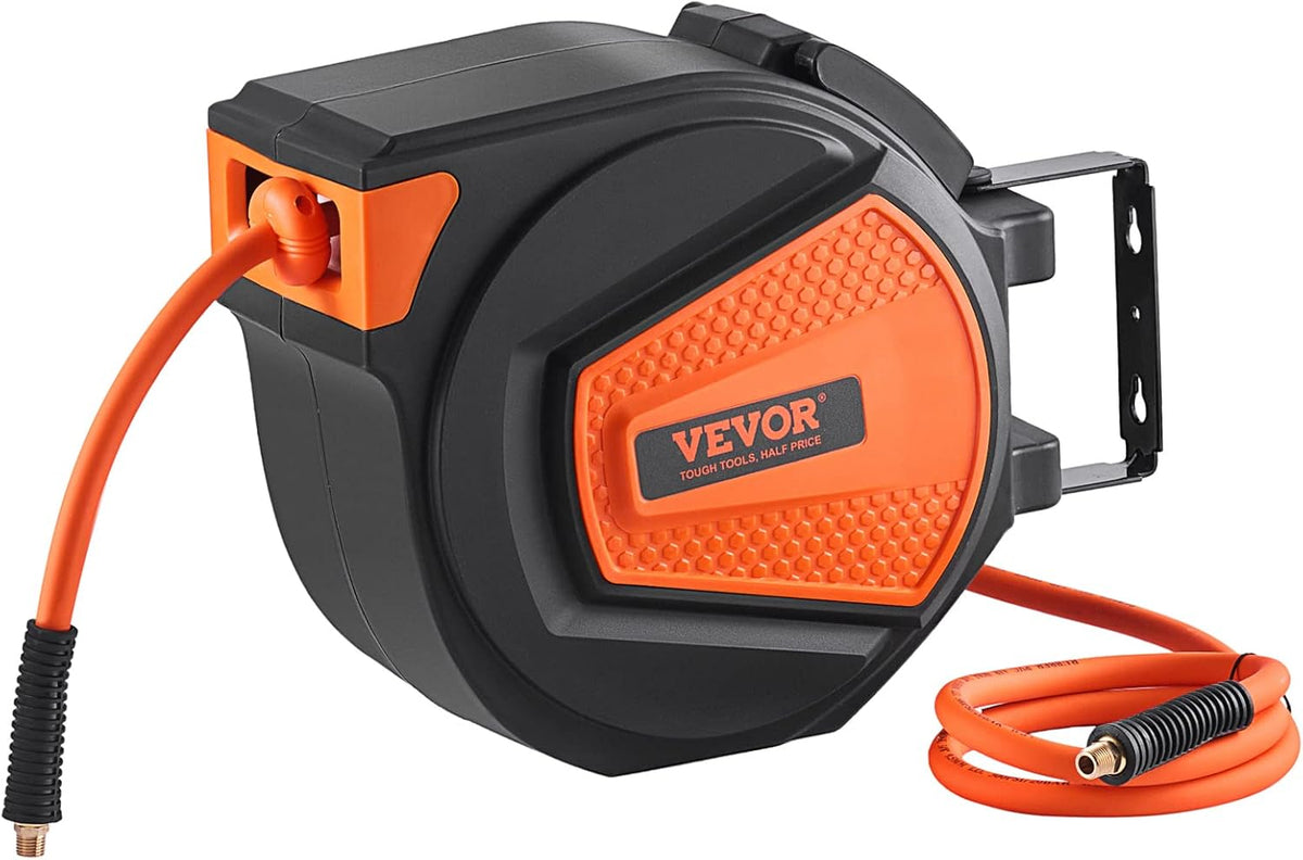 Retractable Air Hose Reel 3/8IN x 50FT Hybrid Air Hose Max 300PSI