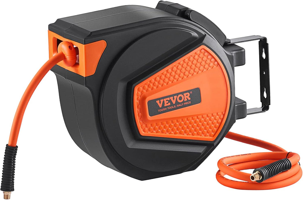 Retractable Air Hose Reel 3/8IN x 50FT Hybrid Air Hose Max 300PSI
