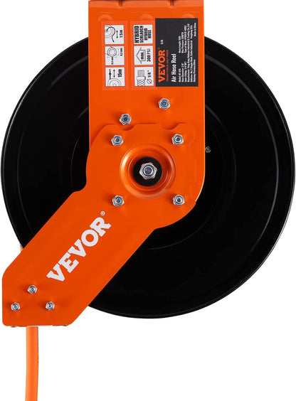 Retractable Air Hose Reel 3/8IN x 50FT Hybrid Air Hose Max 300PSI